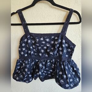 Celebrity Pink Juniors M Floral Navy Blue Women's Top